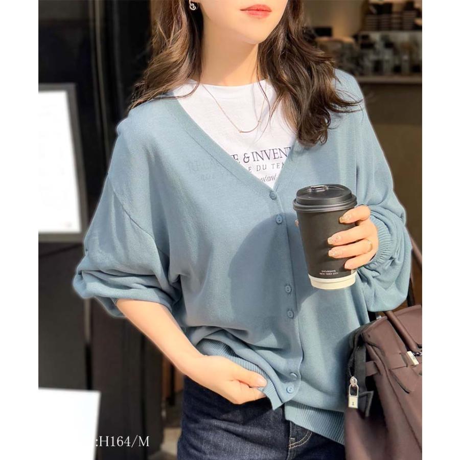 トップス カーディガン ボレロ レディース シアーパフスリーブニットカーディガン サムホール パフスリーブ デザイン性のあるボタン間隔 | classicalelf | 10