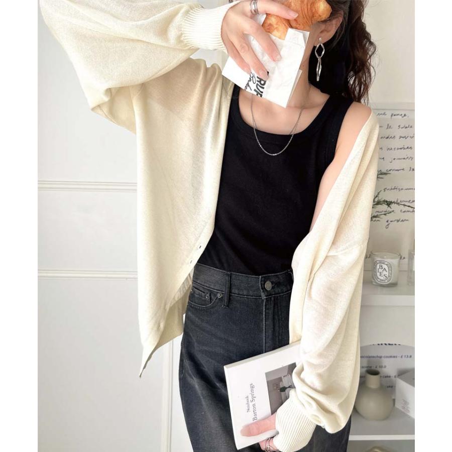 トップス カーディガン ボレロ レディース シアーパフスリーブニットカーディガン サムホール パフスリーブ デザイン性のあるボタン間隔 | classicalelf | 02