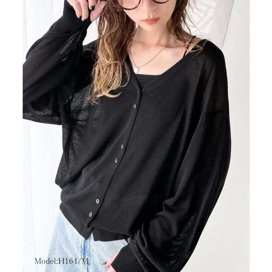 トップス カーディガン ボレロ レディース シアーパフスリーブニットカーディガン サムホール パフスリーブ デザイン性のあるボタン間隔 | classicalelf | 04