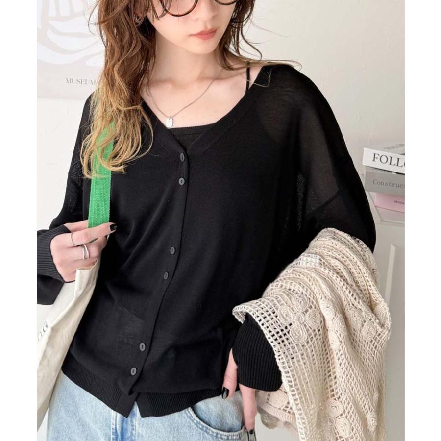トップス カーディガン ボレロ レディース シアーパフスリーブニットカーディガン サムホール パフスリーブ デザイン性のあるボタン間隔 | classicalelf | 05