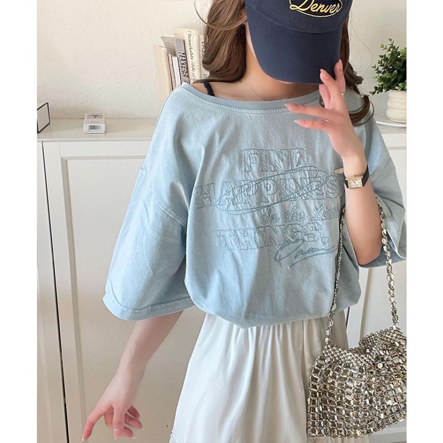 【 クラシカルエルフ classical elf 】 tシャツ レディース 半袖 前後2WAY ヴィンテージ刺繍 Tシャツ 綿100% 大人のこなれ感 ワイドネック半袖 | classicalelf | 10