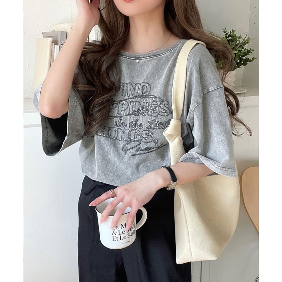 【 クラシカルエルフ classical elf 】 tシャツ レディース 半袖 前後2WAY ヴィンテージ刺繍 Tシャツ 綿100% 大人のこなれ感 ワイドネック半袖 | classicalelf | 02