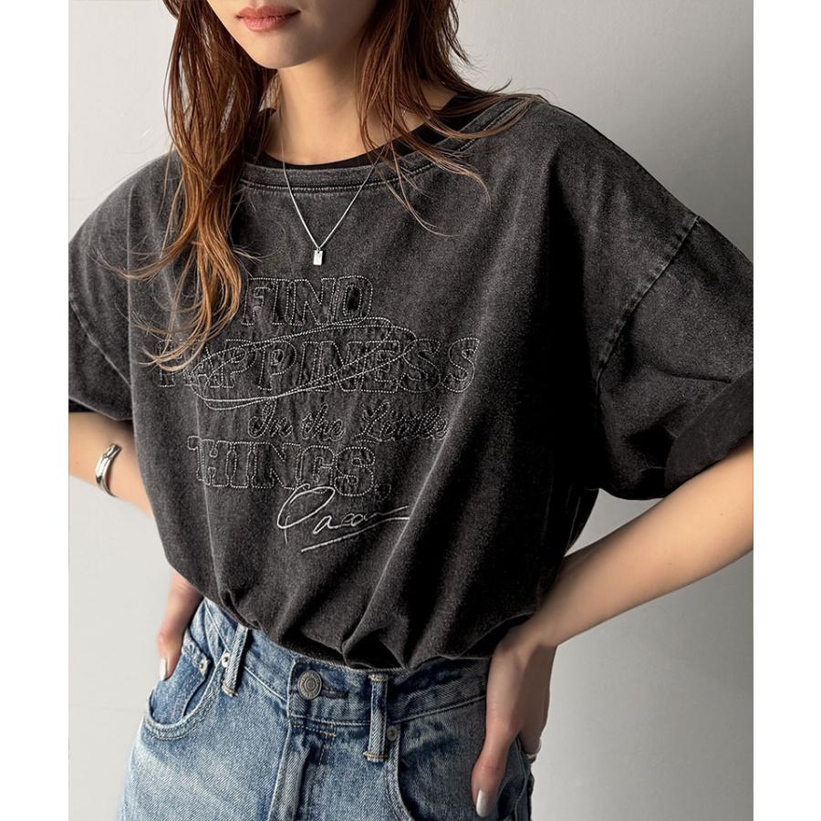 【 クラシカルエルフ classical elf 】 tシャツ レディース 半袖 前後2WAY ヴィンテージ刺繍 Tシャツ 綿100% 大人のこなれ感 ワイドネック半袖 | classicalelf | 05