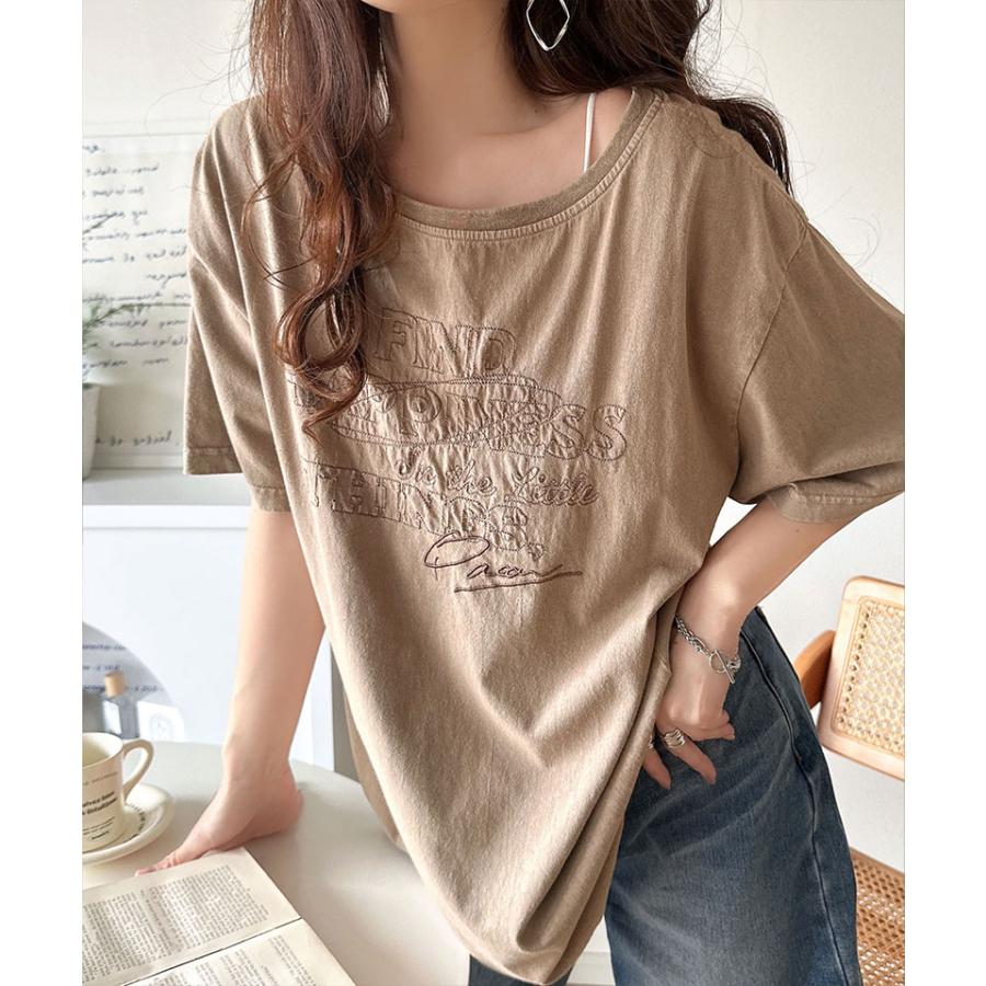 【 クラシカルエルフ classical elf 】 tシャツ レディース 半袖 前後2WAY ヴィンテージ刺繍 Tシャツ 綿100% 大人のこなれ感 ワイドネック半袖 | classicalelf | 07