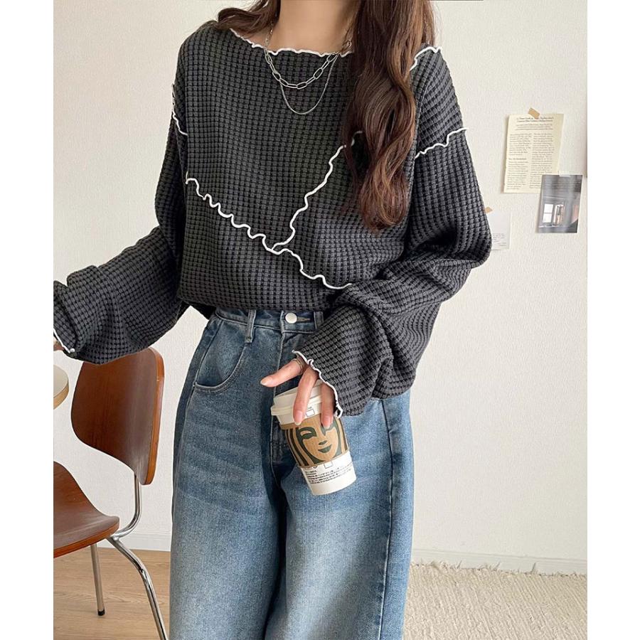 【 クラシカルエルフ classical elf 】tシャツ レディース 長袖 ロンT トップス トレンド感 満載 前後 2way ヘビー ワッフル 素材 切り替え | classicalelf | 15