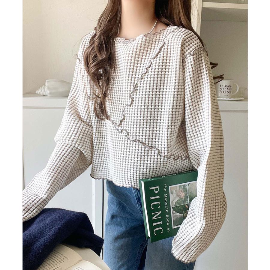 【 クラシカルエルフ classical elf 】tシャツ レディース 長袖 ロンT トップス トレンド感 満載 前後 2way ヘビー ワッフル 素材 切り替え | classicalelf | 03