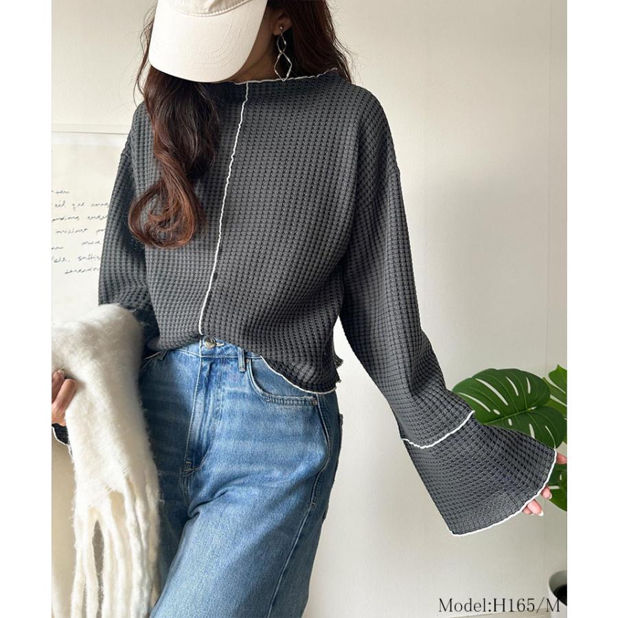 【 クラシカルエルフ classical elf 】tシャツ レディース 長袖 ロンT トップス 前後 2way ヘビー ワッフル 素材 メロウ プルオーバー 長袖 ゆるっと | classicalelf | 10