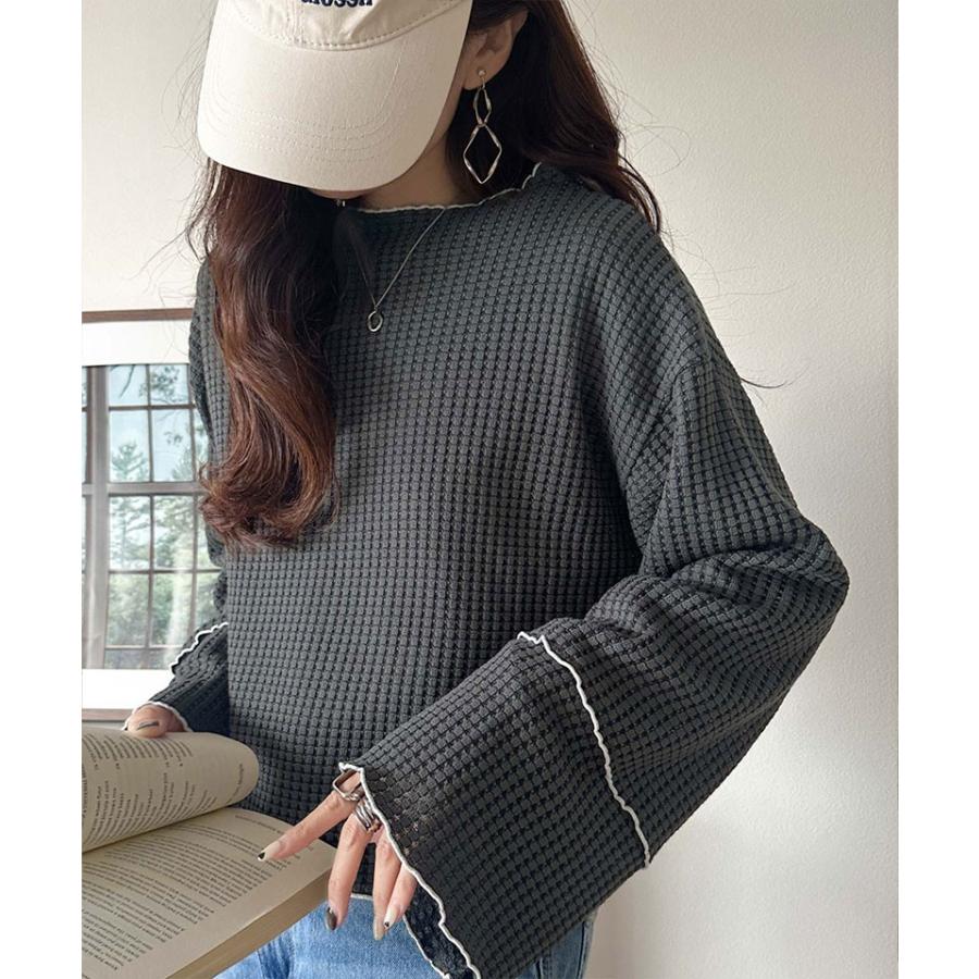 【 クラシカルエルフ classical elf 】tシャツ レディース 長袖 ロンT トップス 前後 2way ヘビー ワッフル 素材 メロウ プルオーバー 長袖 ゆるっと | classicalelf | 11