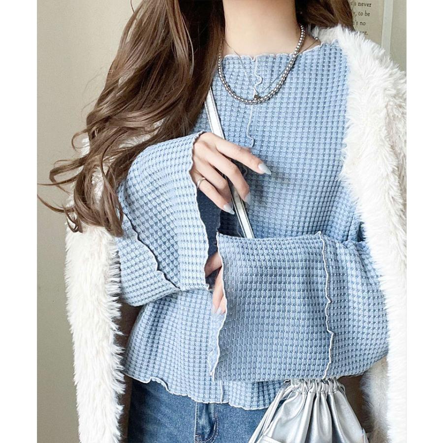 【 クラシカルエルフ classical elf 】tシャツ レディース 長袖 ロンT トップス 前後 2way ヘビー ワッフル 素材 メロウ プルオーバー 長袖 ゆるっと | classicalelf | 14