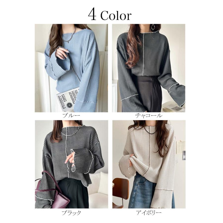 【 クラシカルエルフ classical elf 】tシャツ レディース 長袖 ロンT トップス 前後 2way ヘビー ワッフル 素材 メロウ プルオーバー 長袖 ゆるっと | classicalelf | 01