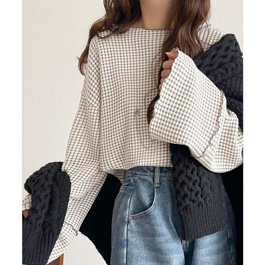 【 クラシカルエルフ classical elf 】tシャツ レディース 長袖 ロンT トップス 前後 2way ヘビー ワッフル 素材 メロウ プルオーバー 長袖 ゆるっと | classicalelf | 04