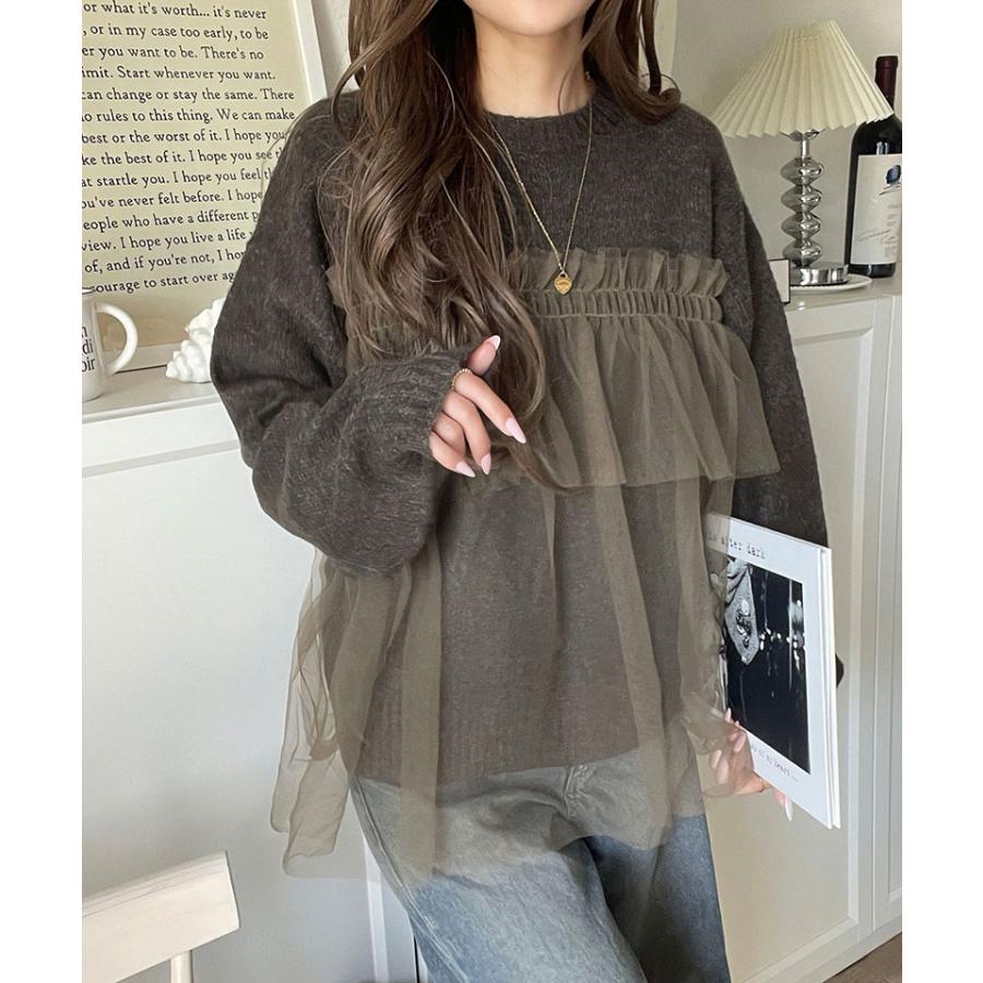 【 クラシカルエルフ classical elf 】ニット レディース 長袖 トップス チュール ドッキング ボリュームスリーブ 華やかさ カジュアル 大人ガーリー | classicalelf | 10