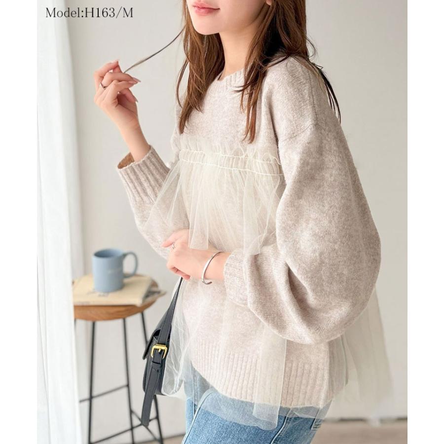 【 クラシカルエルフ classical elf 】ニット レディース 長袖 トップス チュール ドッキング ボリュームスリーブ 華やかさ カジュアル 大人ガーリー | classicalelf | 11