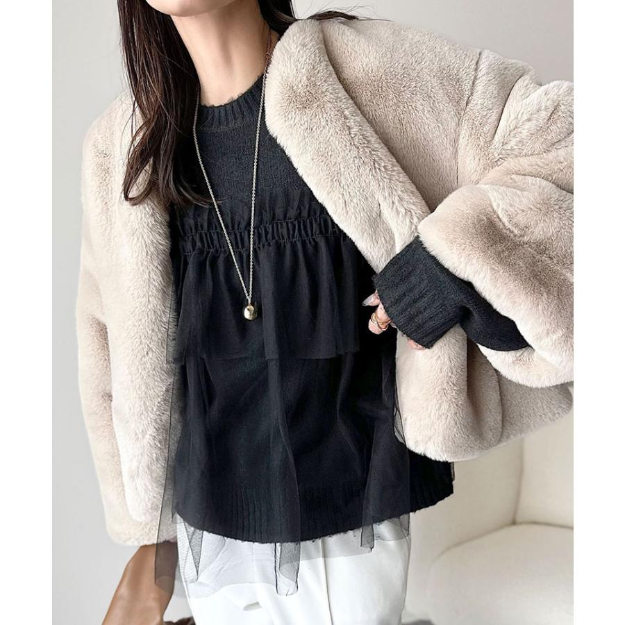 【 クラシカルエルフ classical elf 】ニット レディース 長袖 トップス チュール ドッキング ボリュームスリーブ 華やかさ カジュアル 大人ガーリー | classicalelf | 04