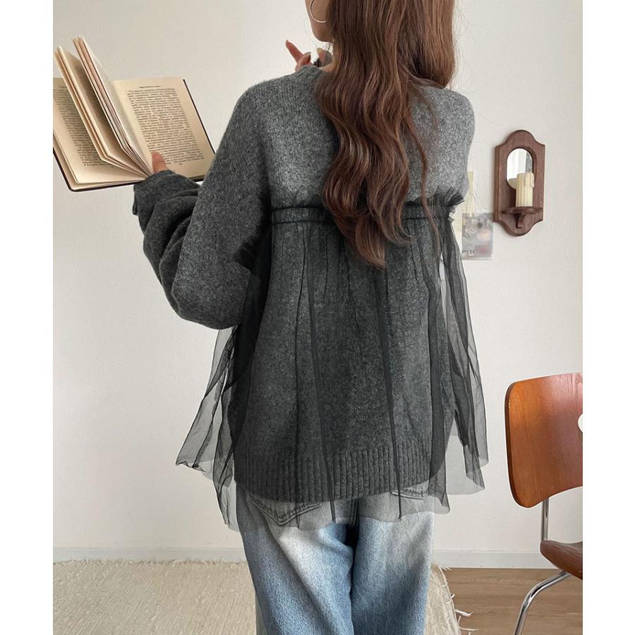 【 クラシカルエルフ classical elf 】ニット レディース 長袖 トップス チュール ドッキング ボリュームスリーブ 華やかさ カジュアル 大人ガーリー | classicalelf | 06