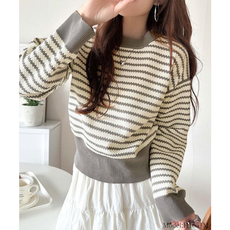 【 クラシカルエルフ classical elf 】トップス ニット セーター 立体感のある 太リブ 上品映え 長袖 ボーダー 着回し デイリー 華奢見え | classicalelf | 11
