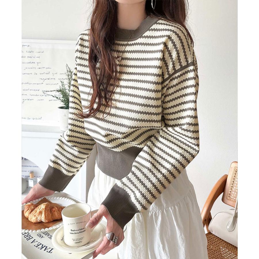【 クラシカルエルフ classical elf 】トップス ニット セーター 立体感のある 太リブ 上品映え 長袖 ボーダー 着回し デイリー 華奢見え | classicalelf | 13