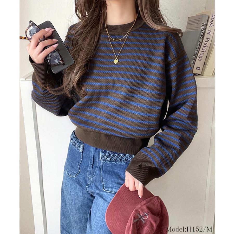 【 クラシカルエルフ classical elf 】トップス ニット セーター 立体感のある 太リブ 上品映え 長袖 ボーダー 着回し デイリー 華奢見え | classicalelf | 14