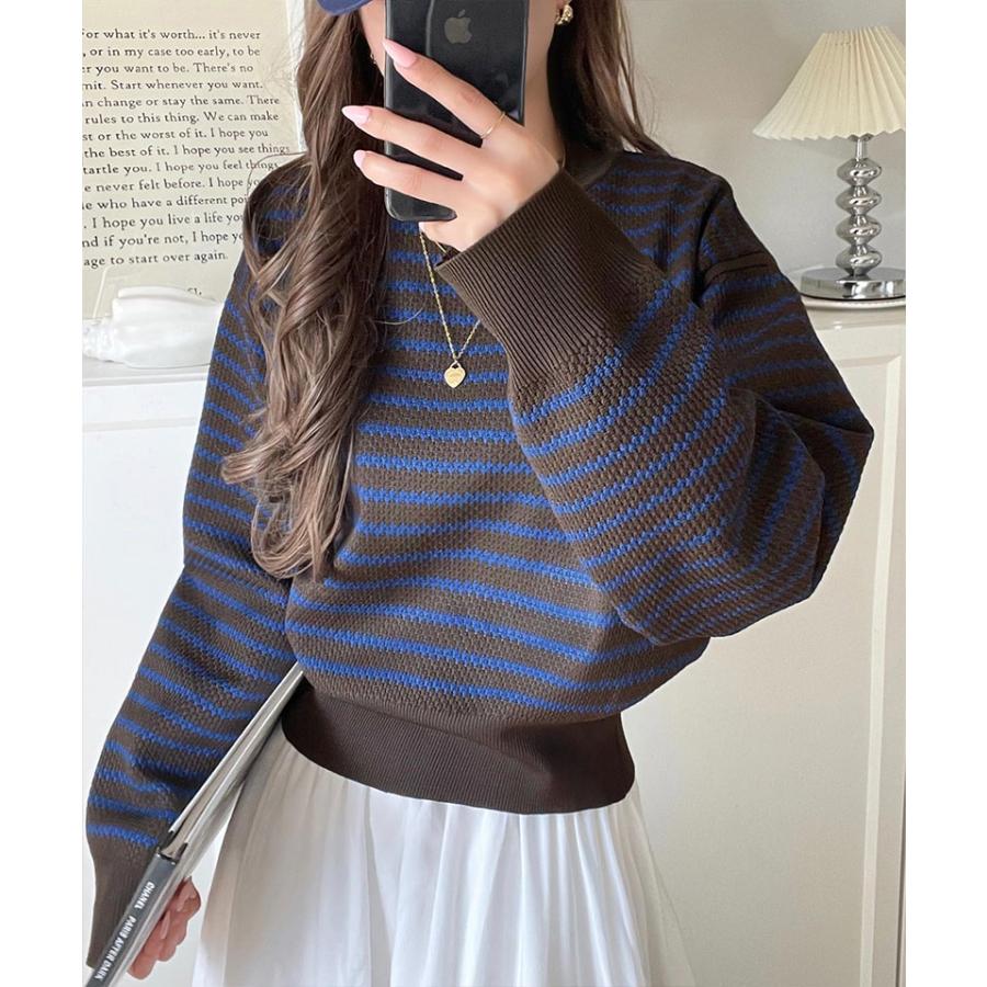 【 クラシカルエルフ classical elf 】トップス ニット セーター 立体感のある 太リブ 上品映え 長袖 ボーダー 着回し デイリー 華奢見え | classicalelf | 15