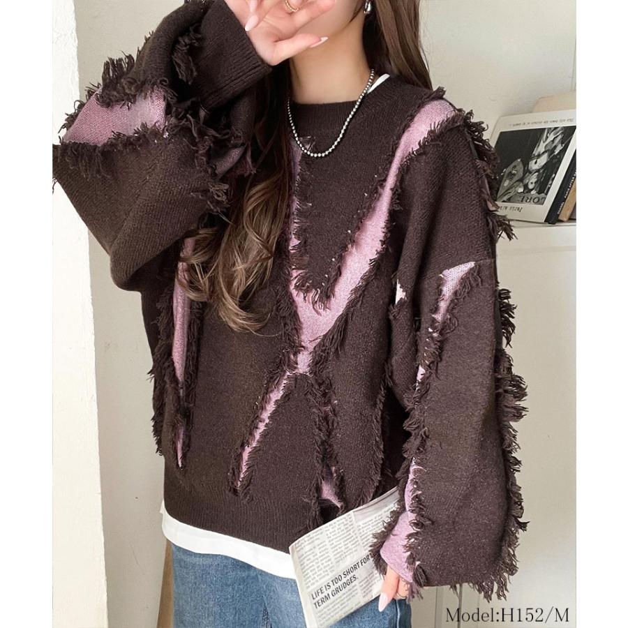 【 クラシカルエルフ classical elf 】ニット レディース 長袖 トップス フリンジ 配色 オーバーニット 長袖 男女兼用 ユニセックス メンズ ゆるっと | classicalelf | 10