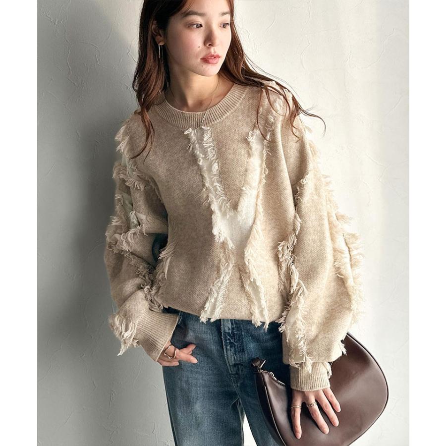 【 クラシカルエルフ classical elf 】ニット レディース 長袖 トップス フリンジ 配色 オーバーニット 長袖 男女兼用 ユニセックス メンズ ゆるっと | classicalelf | 13