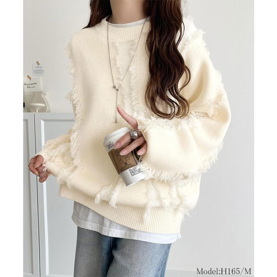 【 クラシカルエルフ classical elf 】ニット レディース 長袖 トップス フリンジ 配色 オーバーニット 長袖 男女兼用 ユニセックス メンズ ゆるっと | classicalelf | 02