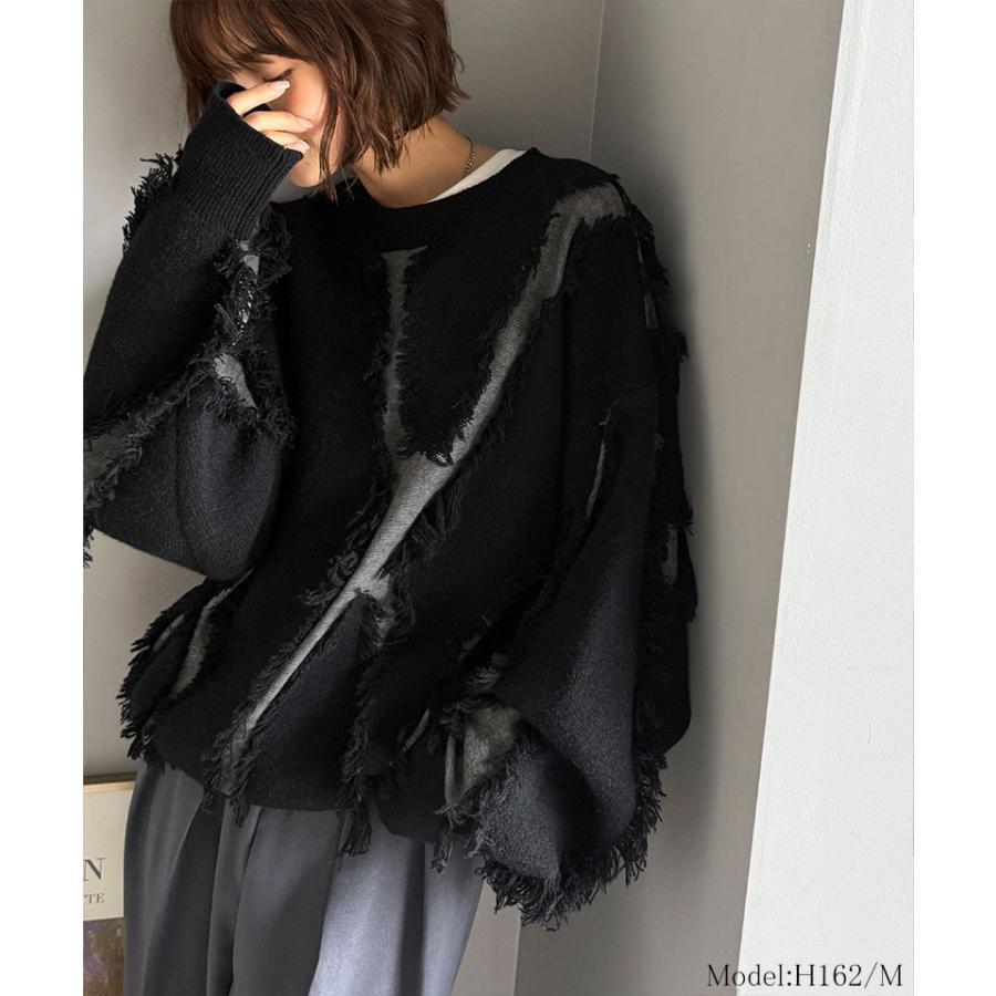 【 クラシカルエルフ classical elf 】ニット レディース 長袖 トップス フリンジ 配色 オーバーニット 長袖 男女兼用 ユニセックス メンズ ゆるっと | classicalelf | 05