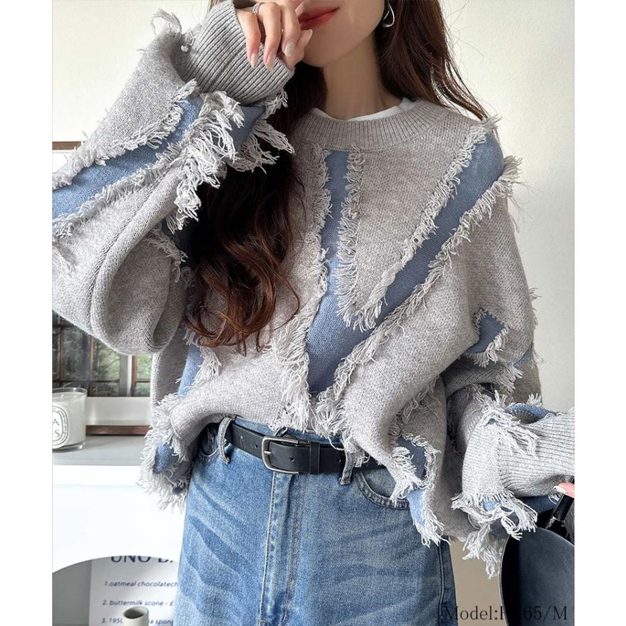 【 クラシカルエルフ classical elf 】ニット レディース 長袖 トップス フリンジ 配色 オーバーニット 長袖 男女兼用 ユニセックス メンズ ゆるっと | classicalelf | 08