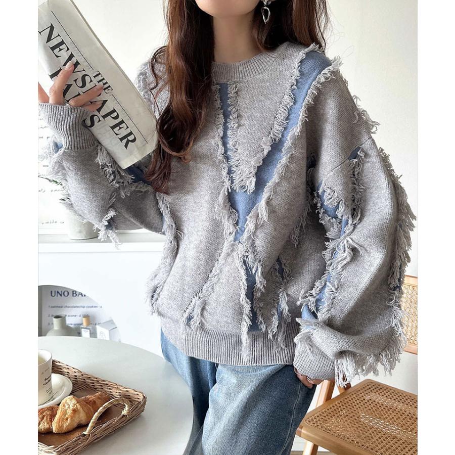 【 クラシカルエルフ classical elf 】ニット レディース 長袖 トップス フリンジ 配色 オーバーニット 長袖 男女兼用 ユニセックス メンズ ゆるっと | classicalelf | 09