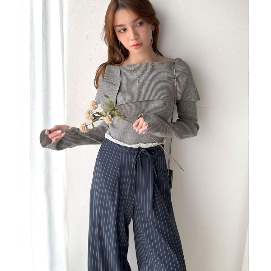 【 クラシカルエルフ classical elf 】 トップス ニット レディース 長袖 華奢見え サムホール 付き オフショルダー リブ 編み 長袖 スタイルアップ | classicalelf | 10