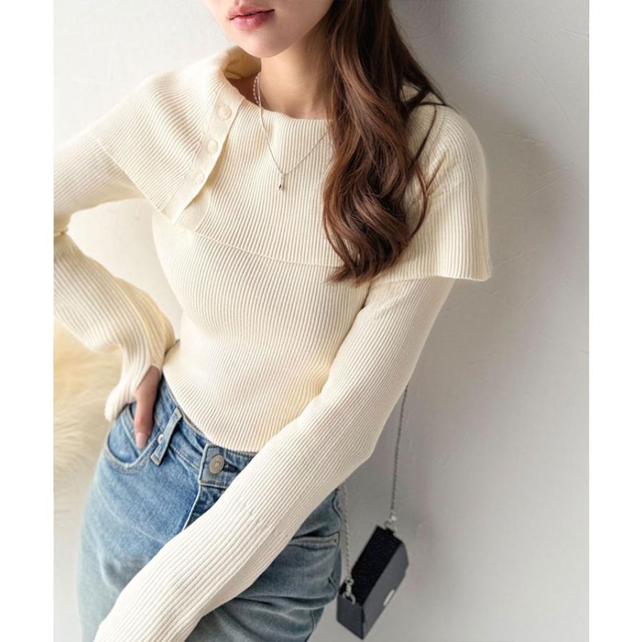 【 クラシカルエルフ classical elf 】 トップス ニット レディース 長袖 華奢見え サムホール 付き オフショルダー リブ 編み 長袖 スタイルアップ | classicalelf | 03