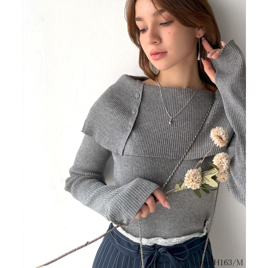 【 クラシカルエルフ classical elf 】 トップス ニット レディース 長袖 華奢見え サムホール 付き オフショルダー リブ 編み 長袖 スタイルアップ | classicalelf | 08