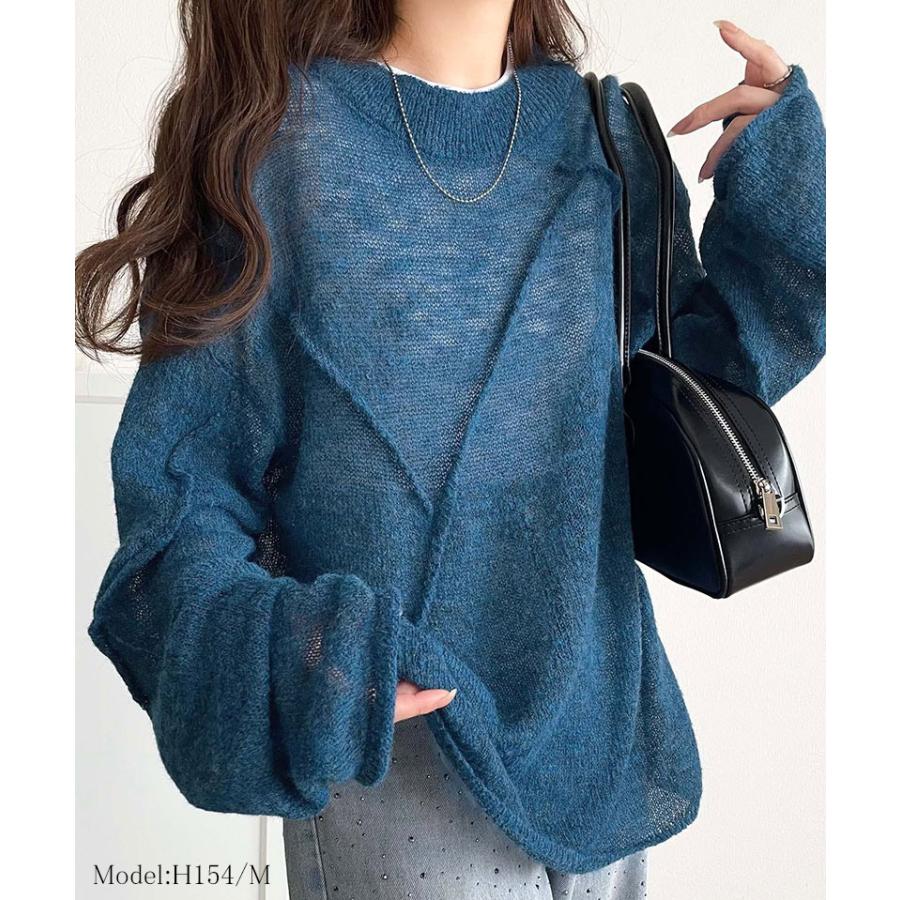 【 クラシカルエルフ classical elf 】 トップス ニット レディース モヘアタッチ ロングスリーブ シアー 透け感 ニュアンス感 お洒落 | classicalelf | 11