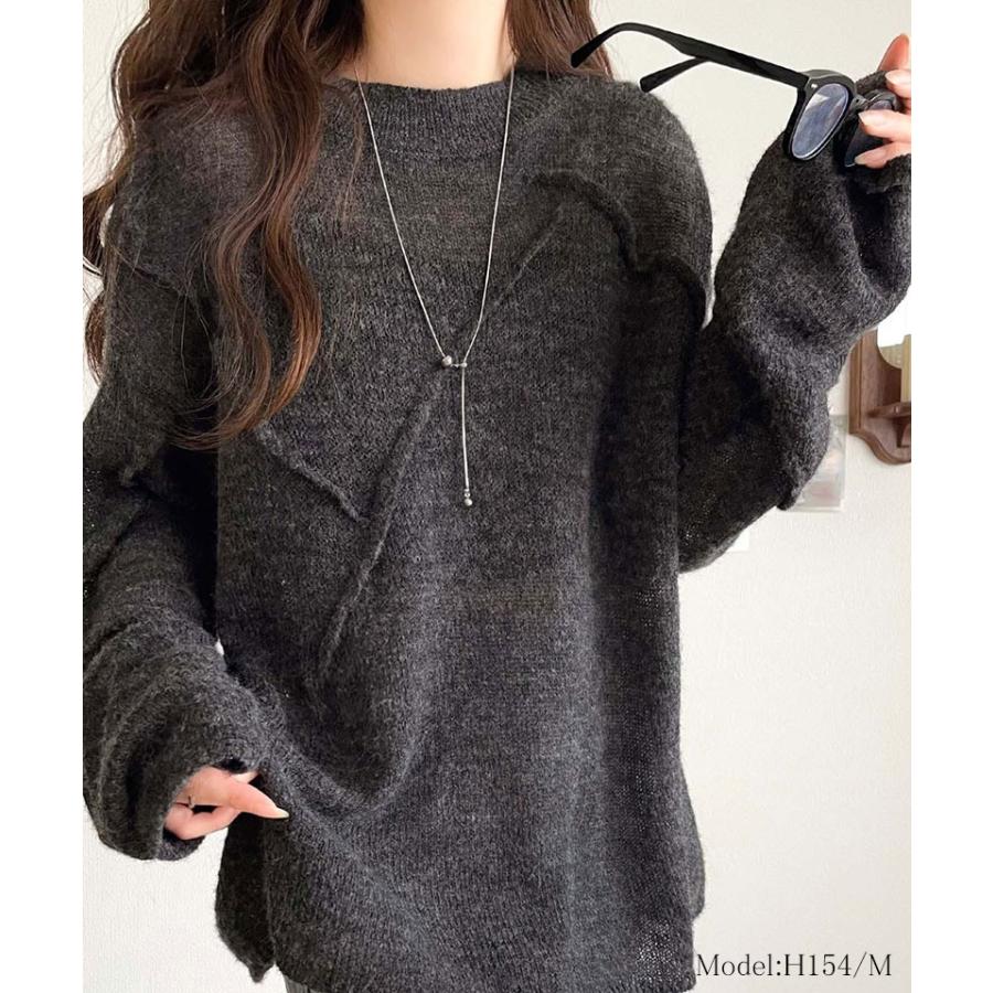 【 クラシカルエルフ classical elf 】 トップス ニット レディース モヘアタッチ ロングスリーブ シアー 透け感 ニュアンス感 お洒落 | classicalelf | 05