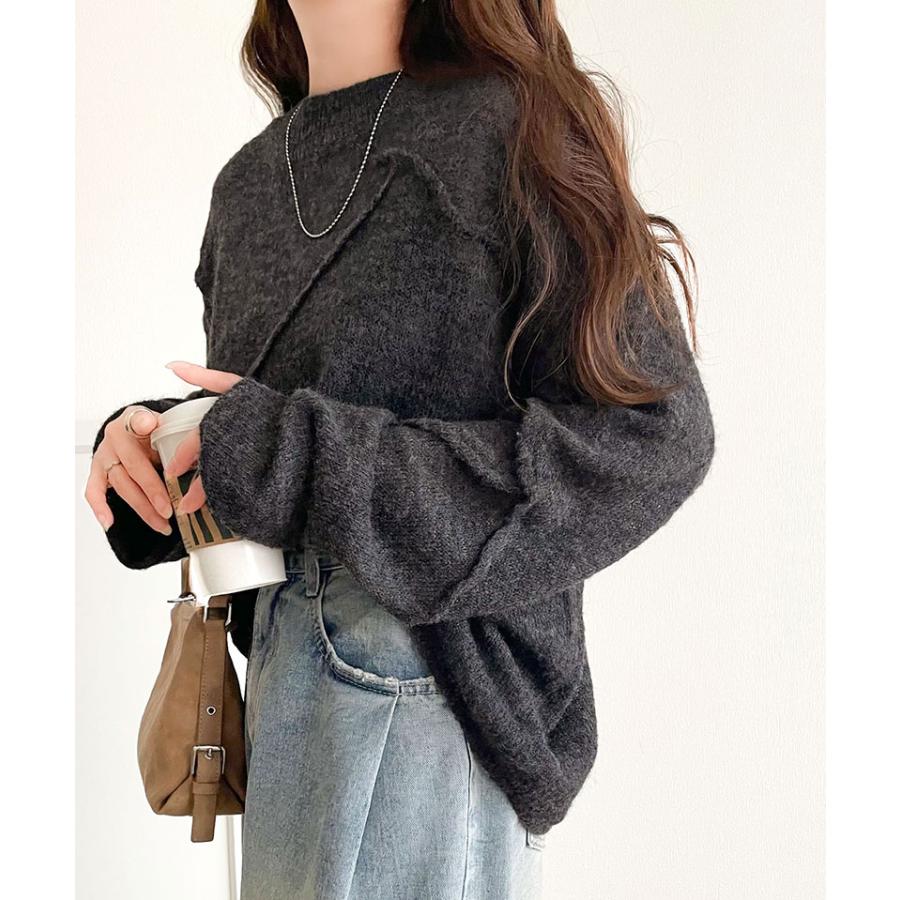 【 クラシカルエルフ classical elf 】 トップス ニット レディース モヘアタッチ ロングスリーブ シアー 透け感 ニュアンス感 お洒落 | classicalelf | 06