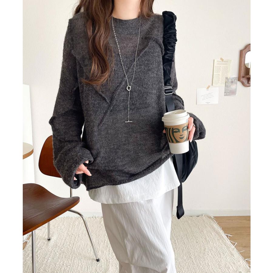 【 クラシカルエルフ classical elf 】 トップス ニット レディース モヘアタッチ ロングスリーブ シアー 透け感 ニュアンス感 お洒落 | classicalelf | 07