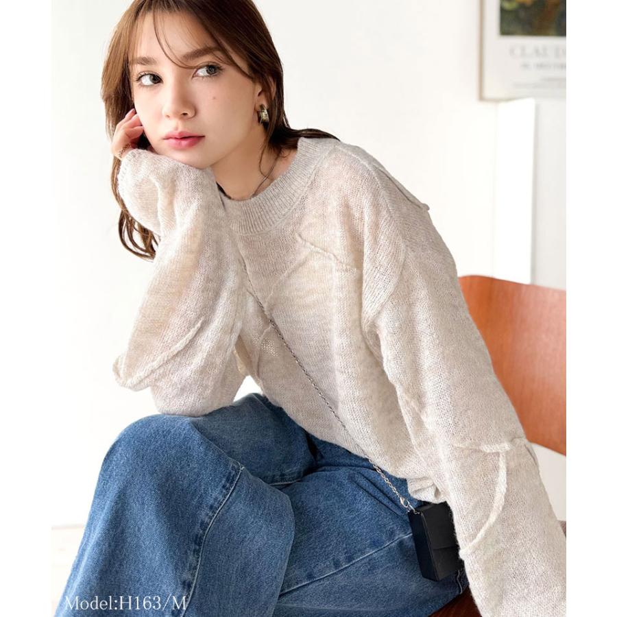 【 クラシカルエルフ classical elf 】 トップス ニット レディース モヘアタッチ ロングスリーブ シアー 透け感 ニュアンス感 お洒落 | classicalelf | 08