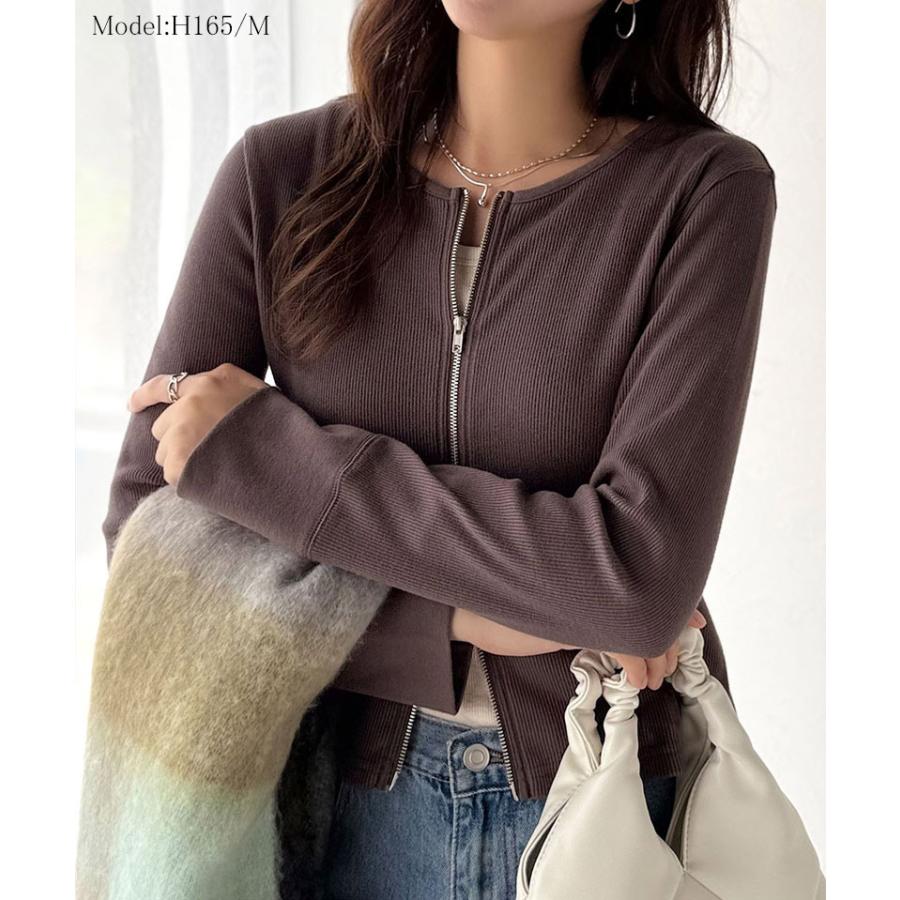 【 クラシカルエルフ classical elf 】 トップス カーディガン レディース ダブルジップ 綿100％ 上品カーデ 華奢見え コンパクト 羽織り | classicalelf | 11