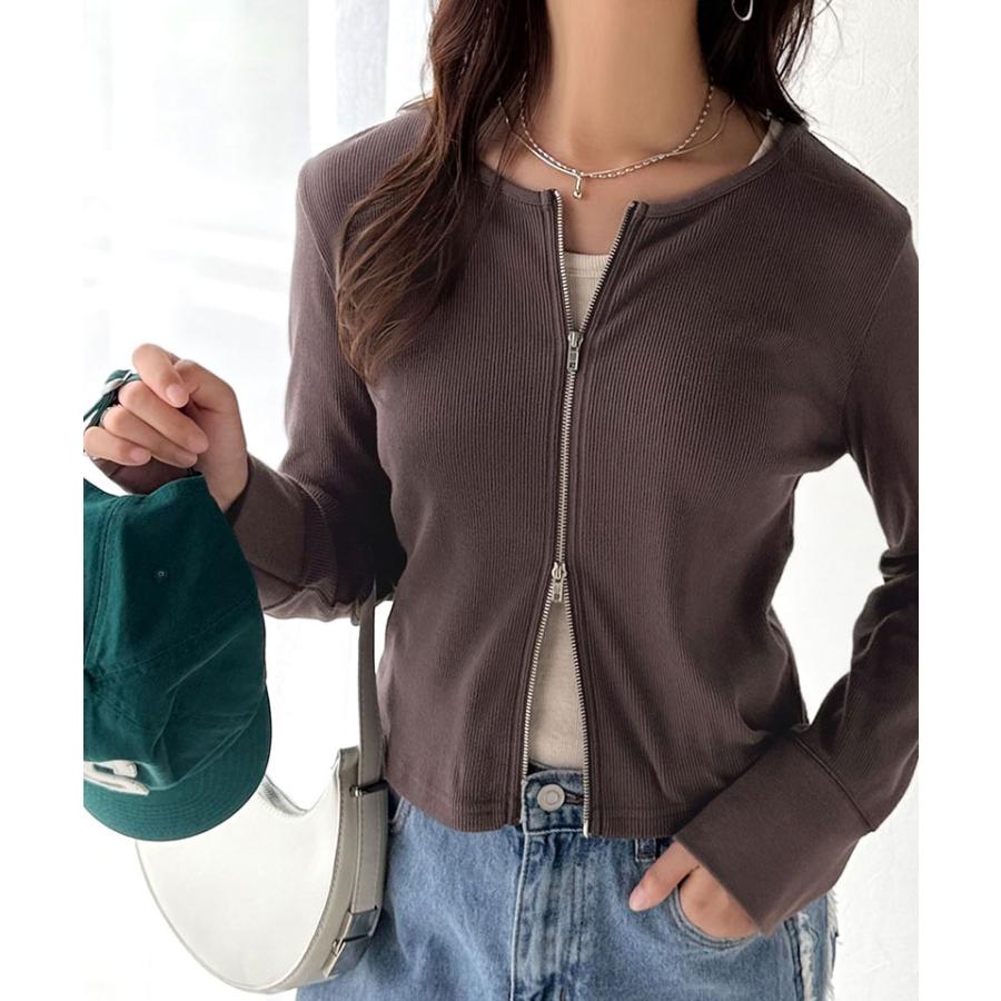 【 クラシカルエルフ classical elf 】 トップス カーディガン レディース ダブルジップ 綿100％ 上品カーデ 華奢見え コンパクト 羽織り | classicalelf | 12