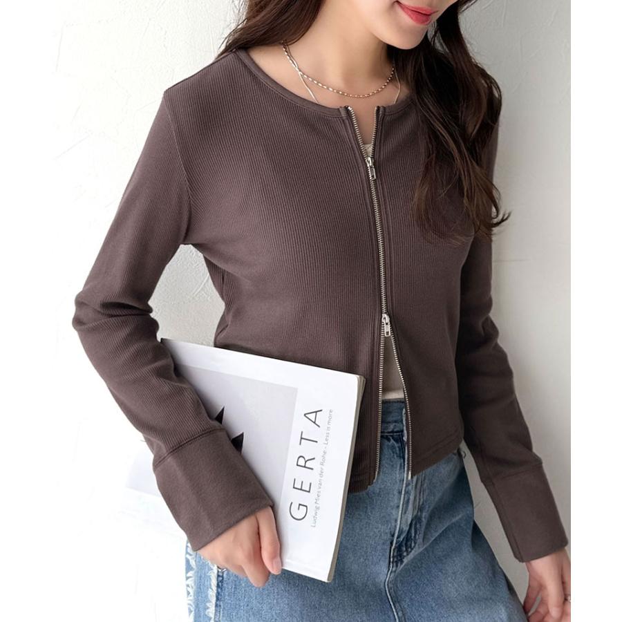 【 クラシカルエルフ classical elf 】 トップス カーディガン レディース ダブルジップ 綿100％ 上品カーデ 華奢見え コンパクト 羽織り | classicalelf | 13