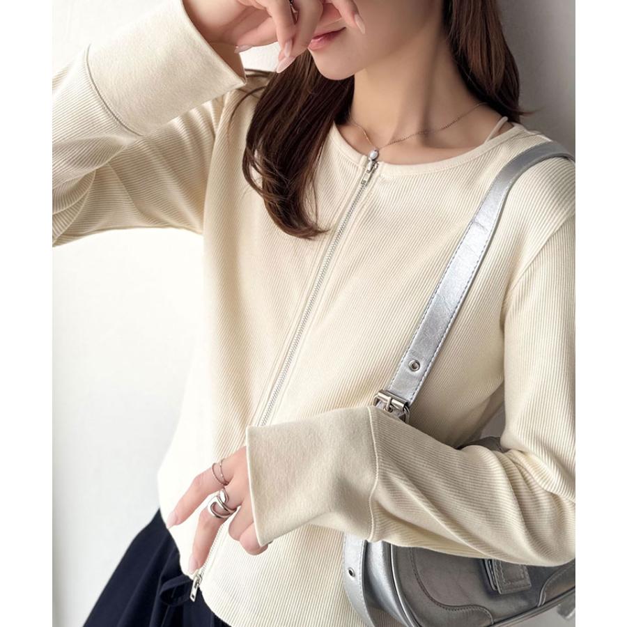 【 クラシカルエルフ classical elf 】 トップス カーディガン レディース ダブルジップ 綿100％ 上品カーデ 華奢見え コンパクト 羽織り | classicalelf | 04