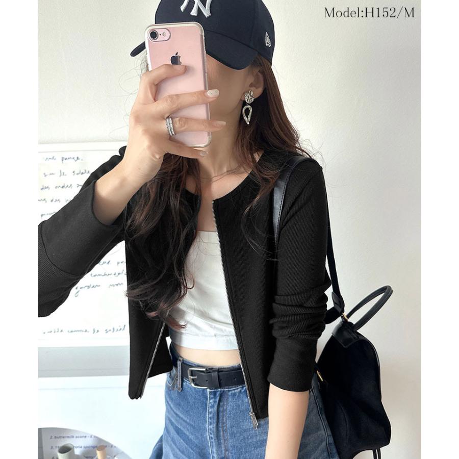 【 クラシカルエルフ classical elf 】 トップス カーディガン レディース ダブルジップ 綿100％ 上品カーデ 華奢見え コンパクト 羽織り | classicalelf | 05