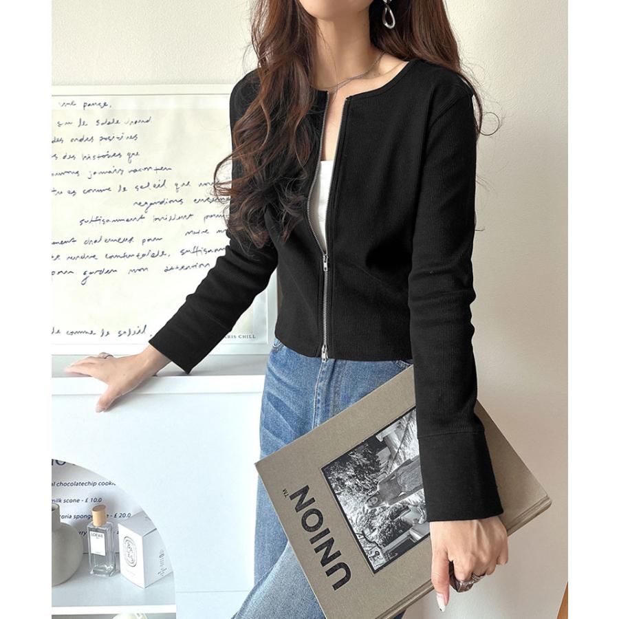 【 クラシカルエルフ classical elf 】 トップス カーディガン レディース ダブルジップ 綿100％ 上品カーデ 華奢見え コンパクト 羽織り | classicalelf | 06