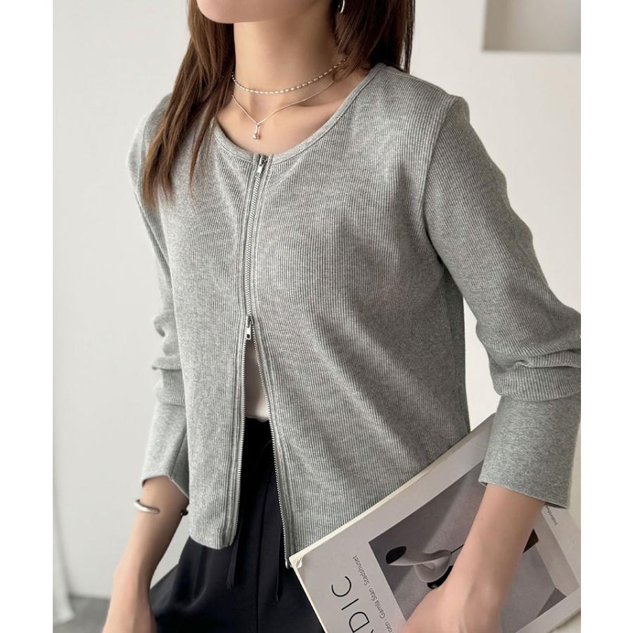 【 クラシカルエルフ classical elf 】 トップス カーディガン レディース ダブルジップ 綿100％ 上品カーデ 華奢見え コンパクト 羽織り | classicalelf | 09
