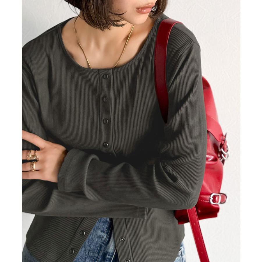 【 クラシカルエルフ classical elf 】 トップス カーディガン レディース 前後2way ドットボタン リブ シンプル | classicalelf | 11