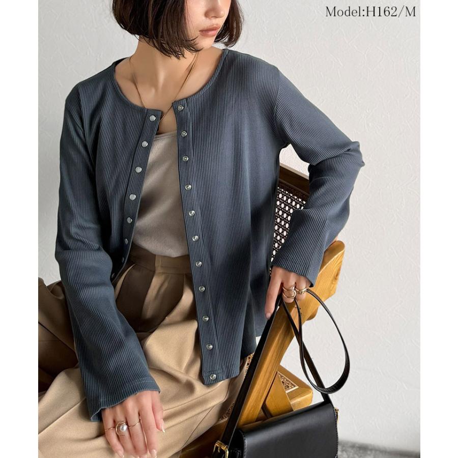 【 クラシカルエルフ classical elf 】 トップス カーディガン レディース 前後2way ドットボタン リブ シンプル | classicalelf | 13