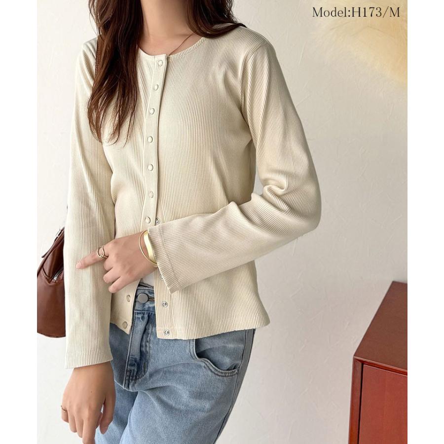 【 クラシカルエルフ classical elf 】 トップス カーディガン レディース 前後2way ドットボタン リブ シンプル | classicalelf | 02