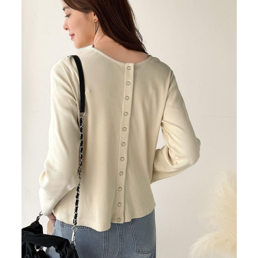 【 クラシカルエルフ classical elf 】 トップス カーディガン レディース 前後2way ドットボタン リブ シンプル | classicalelf | 03