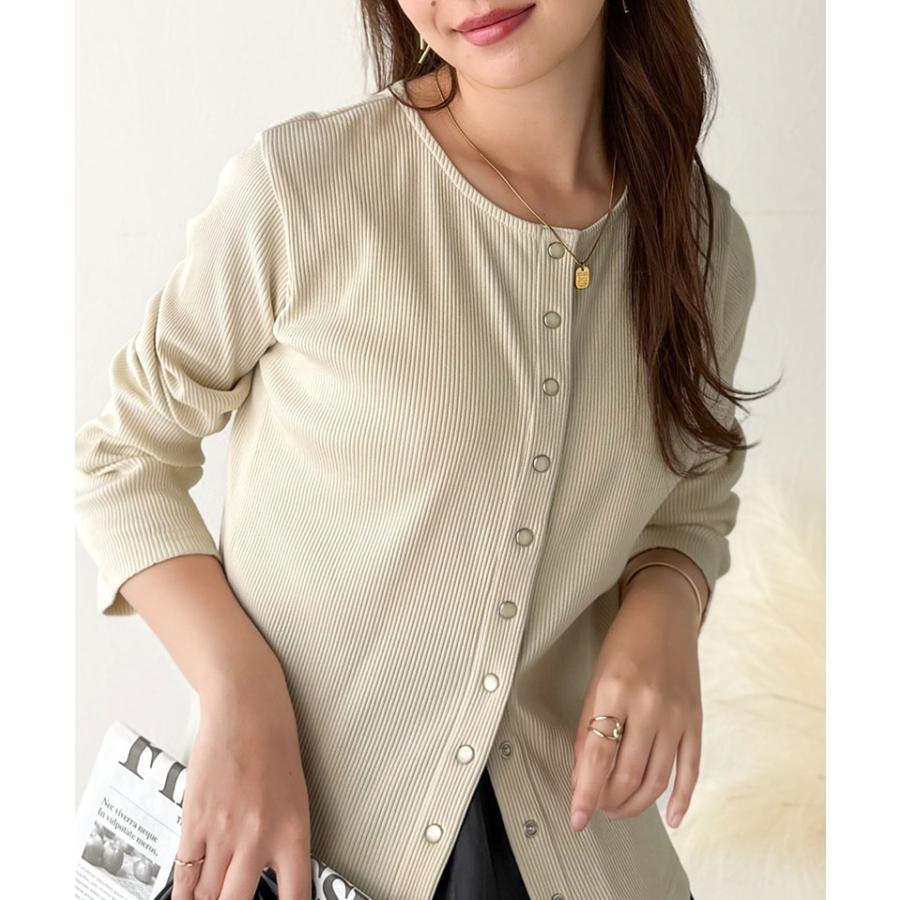【 クラシカルエルフ classical elf 】 トップス カーディガン レディース 前後2way ドットボタン リブ シンプル | classicalelf | 04