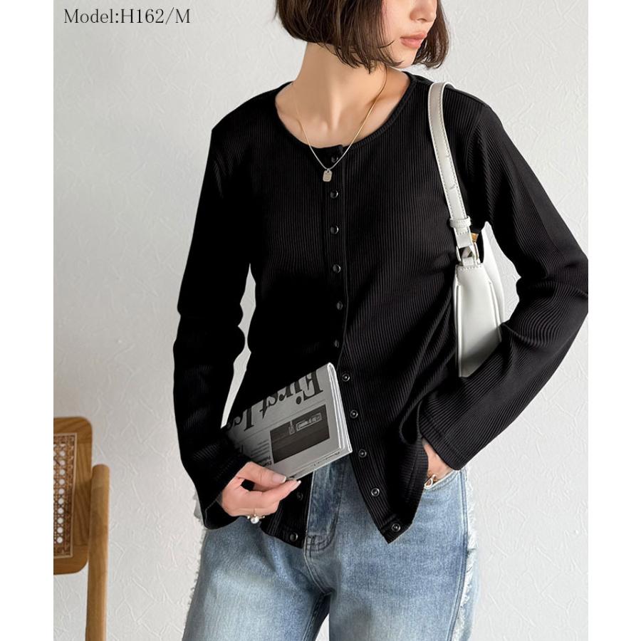 【 クラシカルエルフ classical elf 】 トップス カーディガン レディース 前後2way ドットボタン リブ シンプル | classicalelf | 05